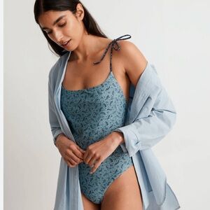 New Madewell Reversible Tie Spaghetti-Strap One-Piece Swimsuit
